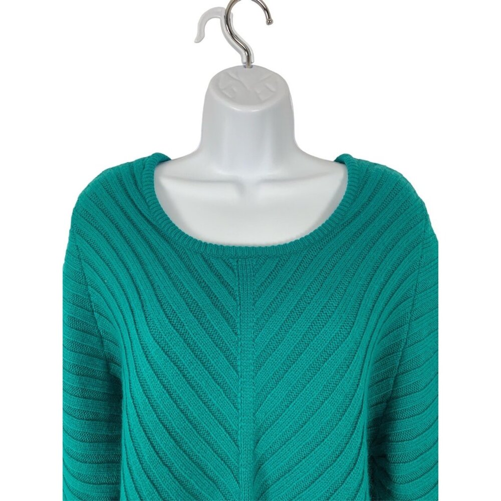 Ana A New Approach Womens Ribbed Knit Sweater Teal Size Large - Picture 2 of 11